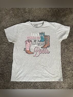 Lifestyle Classics Light Grey Cowgirl Tee Shirt Size Large 0571